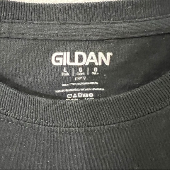 Youth Large Black Graphic T-Shirt – Cool Colorful Bear with Shades (Gildan) - Picture 4 of 4